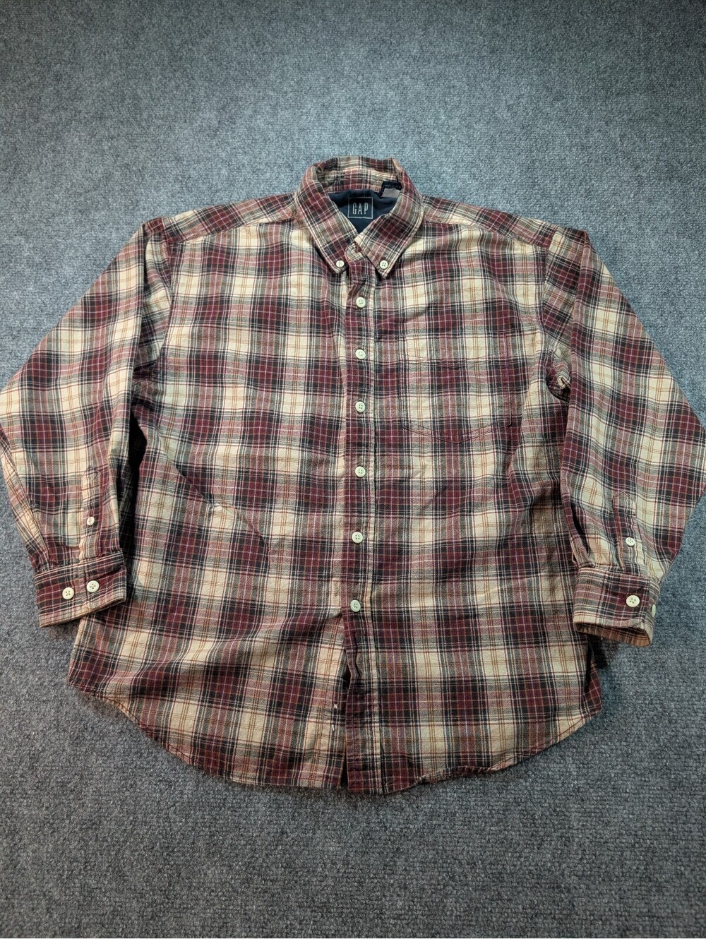 Vintage 90s GAP Men's XL Plaid Button Down Shirt Cotton Casual Fall